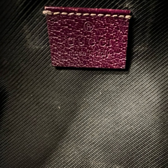 Gucci Canvas Makeup Cosmetic Pouch Bag with Purple Leather Trim EUC - Picture 8 of 10